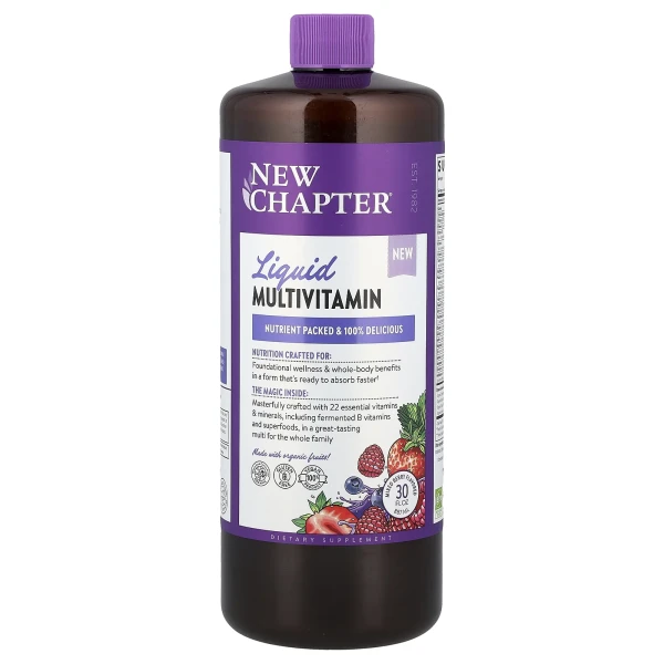 Рідкі мультивітаміни для всієї родини New Chapter  (Vegan Liquid Multivitamin for the Whole Family) 887 мл зі смаком ягідний мікс