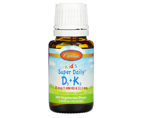 Витамины для детей D3+K2 Carlson Labs (Kid's Super Daily D3+K2) 1000 МЕ/ 22.5 мкг 10.16 мл