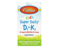 Витамины для детей D3+K2 Carlson Labs (Kid's Super Daily D3+K2) 1000 МЕ/ 22.5 мкг 10.16 мл