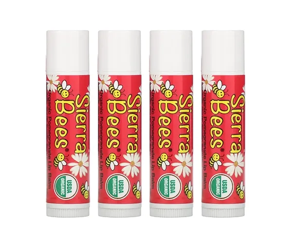 Органический бальзам для губ Sierra Bees (Organic Lip Balm) 4 штуки в упаковке гранат