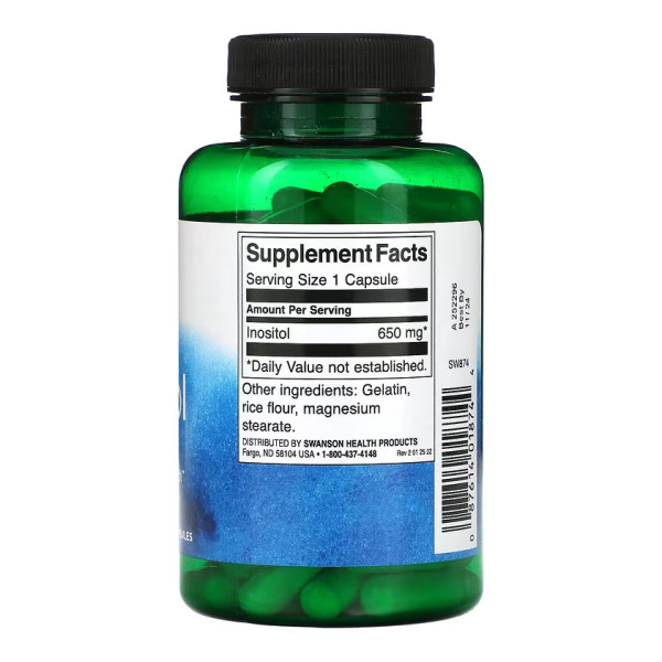 Інозитол Swanson  (Inositol) 650 мг 100 капсул