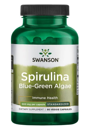 Синьо-зелені водорості спіруліну Swanson (Spirulina Blue-Green Alhae) 500mg 90 капсул