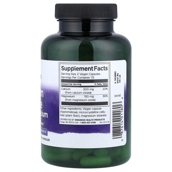Кальций цитрат плюс магний Swanson (Calcium Citrate Plus Magnesium) 150 капсул