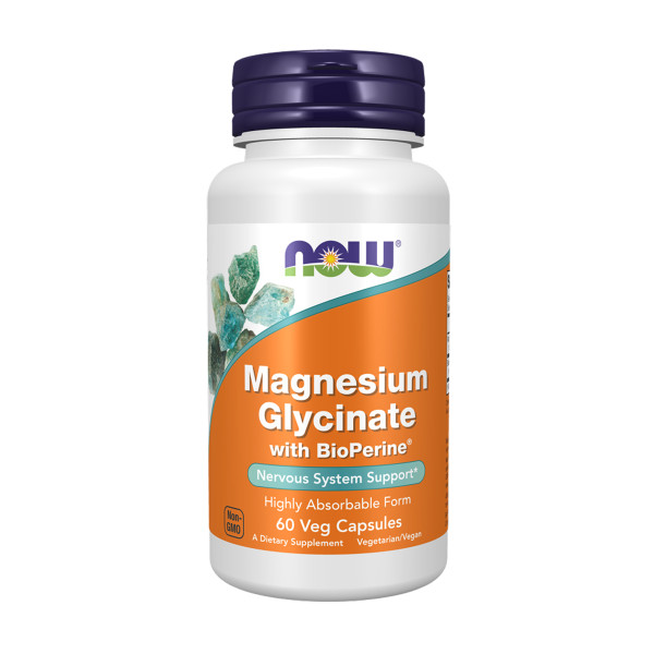 Магний глицинат с биоперином NOW Foods (Magnesium Glycinate with BioPerine) 60 капсул