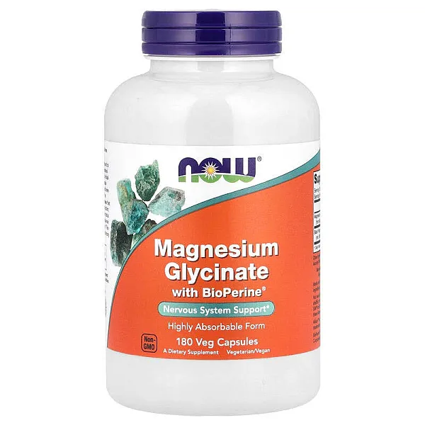 Магний глицинат с биоперином NOW Foods (Magnesium Glycinate with BioPerine)