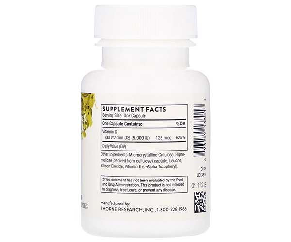 Витамин D3 Thorne Research (Vitamin D3) 5000 МЕ 60 капсул