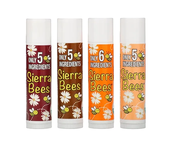 Набір органічних бальзамів для губ 4шт асорті, Sierra Bees, 4,25 г