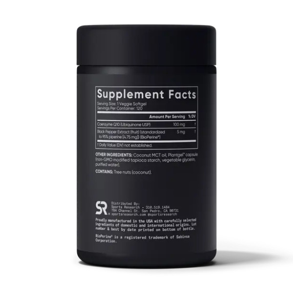 CoQ10 с биоперином и кокосовым маслом  Sport Research 120 капсул