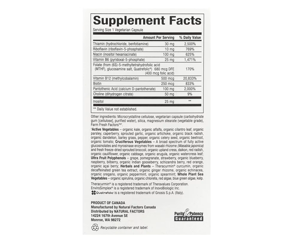 Активный комплекс витаминов B Natural Factors (BioCoenzymated) 60 вегетарианских капсул