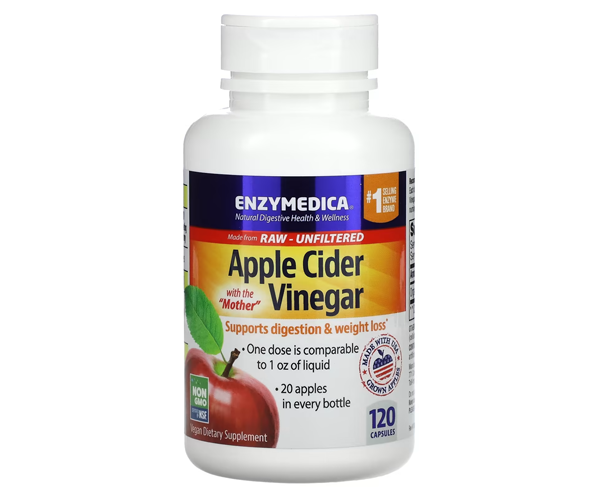 Яблучний оцет Enzymedica  (Apple Cider Vinegar) 355 мг 