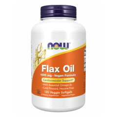 Вегетаріанська лляна олія Now Foods  (Flaxseed Oil) 1000 мг 120 капсул