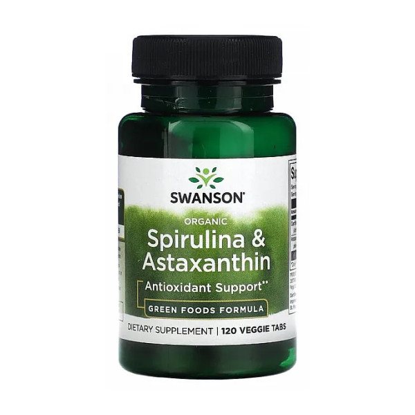 Органическая спирулина и астаксантин Swanson (Spirulina&Astaxanthin) 120 таблеток