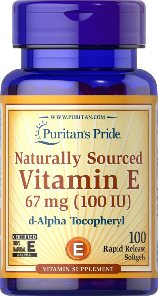 Витамин Е быстрого высвобождения Puritan's Pride (Natural Vitamin E) 100 МЕ 100 капсул