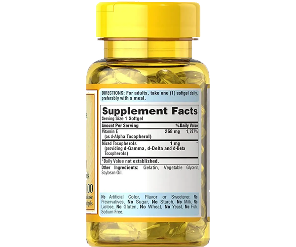 Витамин Е cмешанные токоферолы Puritan's Pride (Vitamin E Mixed Tocopherols Natural) 400 МЕ 100 капсул