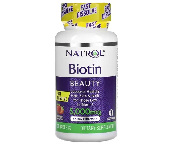 Биотин Natrol (Biotin) 5000 мкг вкус клубники