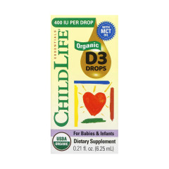 Органічний вітамін D3 для дітей та немовлят ChildLife (Organic Vitamin D3 Drops) 6.25 мл