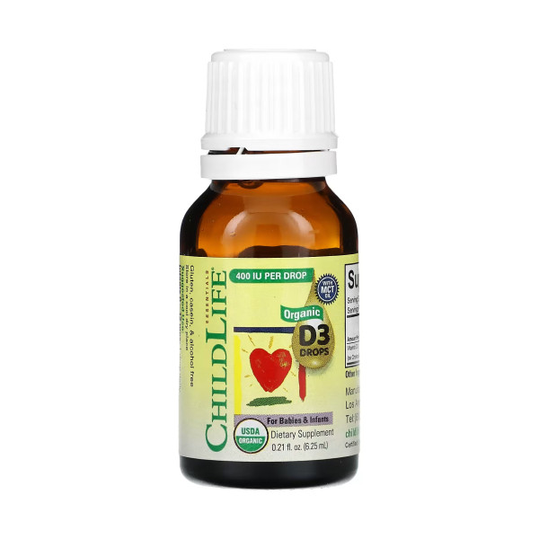 Органічний вітамін D3 для дітей та немовлят ChildLife (Organic Vitamin D3 Drops) 6.25 мл