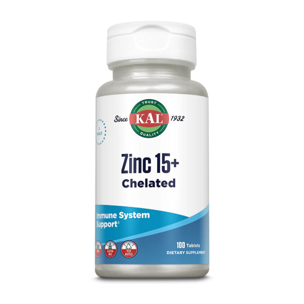 Цинк 15+ с гидрохлоридом бетаина и микроэлементами KAL (Zinc 15+ Chelated ) 100 таблеток