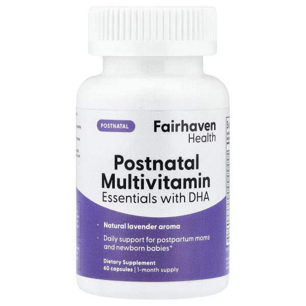 Послеродовой мультивитаминный комплекс с ДГК Fairhaven Health (Postnatal Multivitamin Essentials with DHA) 60 капсул