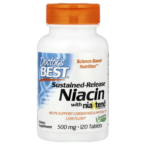 Ніацин уповільненого вивільнення Doctor's Best  (Niacin Vitamin B3 with niaXtend) 500 мг 120 таблеток