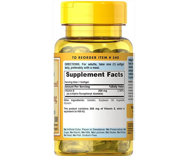 Натуральний вітамін E Puritan's Pride (Vitamin E) 400 МО 100 капсул