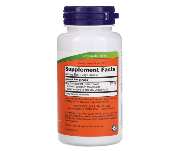 Екстракт священного базиліку NOW Foods (Holy Basil Extract) 500 мг 90 капсул