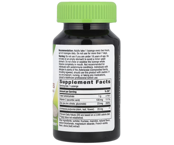 Цинк з ехінацеєю та вітаміном C Nature's Way  (Zinc with Echinacea and Vitamin C) 60 льодяників з ягідним смаком