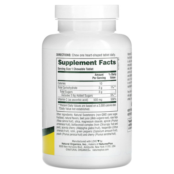 Вітамін С Natures Plus (Vitamin C Lovites) 500 мг 90 жувальних таблеток