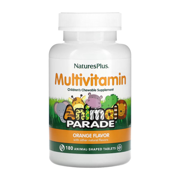 Витамины для детей Natures Plus (Children's Multi-Vitamin Animal Parade) 180 жевательных конфет со вкусом апельсина