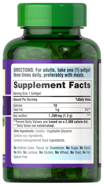 Лецитин із сої Puritan's Pride  (Soy Lecithin) 1200 мг