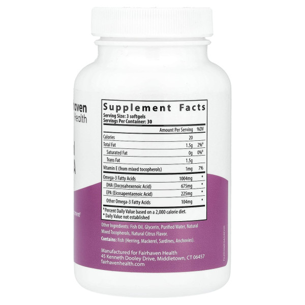 Омега 3 для вагітних Fairhaven Health (Prenatal DHA+EPA) 90 капсул із цитрусовим смаком
