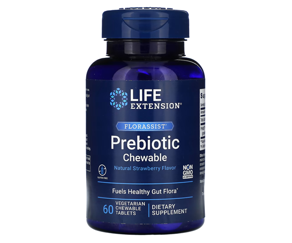 Пребиотикиз клетчатки Life Extension (Florassist Prebiotic Chewable) 60 жевательных таблеток со вкусом клубники