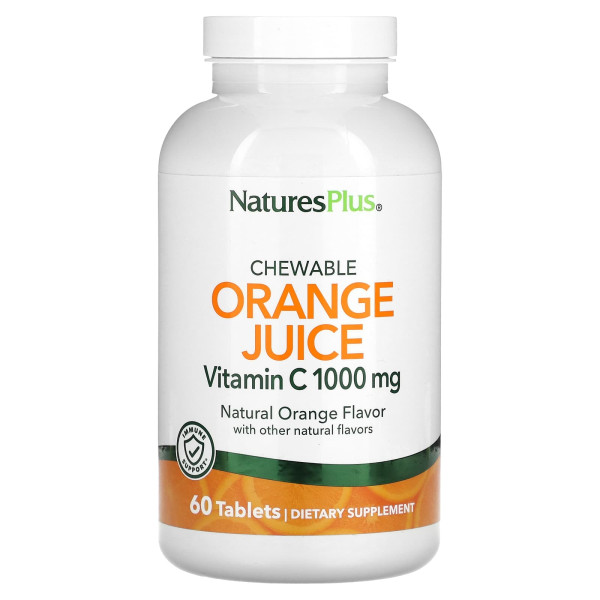 Вітамін С Natures Plus (Orange juice vitamin C) 1000 мг 60 жувальних таблеток