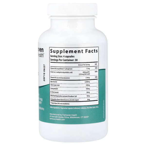 Пирролохинолинхинон  + мио + D-хироинозитол Fairhaven Health PQQ + Myo + D-Chiro Inositol Plus 120 капсул