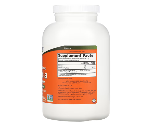 Порошок клітковини акації NOW Foods  (Acacia pure powder) 340 г