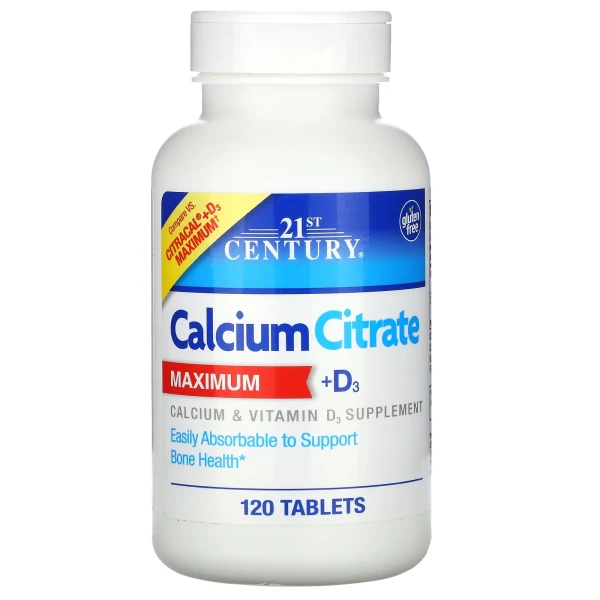 Цитрат кальция с витамином D3 21st Century (Calcium Citrate Maximum+D3) 500 мг/630 МЕ 120 таблеток
