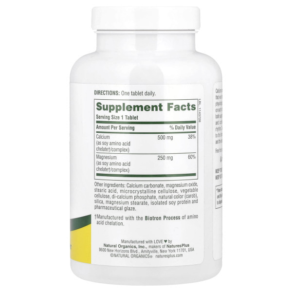 Кальций и магний Natures Plus (Cal/Mag 500/250 mg) 500 мг/250 мг 180 таблеток