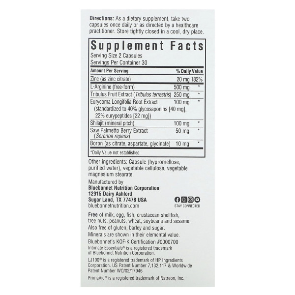 Комплекс для нього Bluebonnet Nutrition  (Intimate Essentials For Him Testosterone Libido Boost)