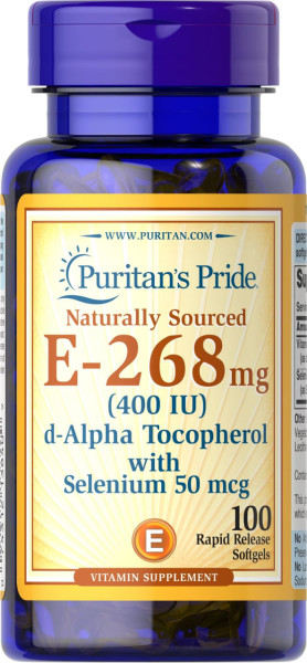 Натуральний вітамін E з селеном Puritan's Pride  (Vitamin E with selenium) 100 капсул