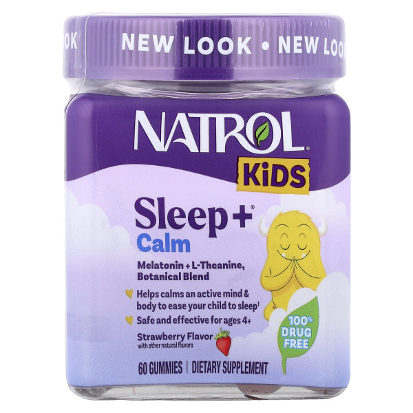 Підтримка сну для дітей з 4 років Natrol (Kids Sleep + Calm) 60 жувальних цукерок зі смаком полуниці