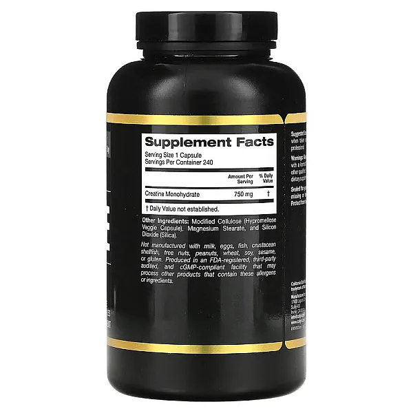 Креатин моногидрат California Gold Nutrition (Creatine) 240 капсул
