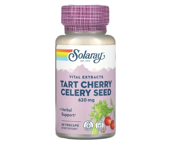 Экстракт вишни и семян сельдерея Solaray (Tart Cherry Celery Seed) 620 мг 60 капсул