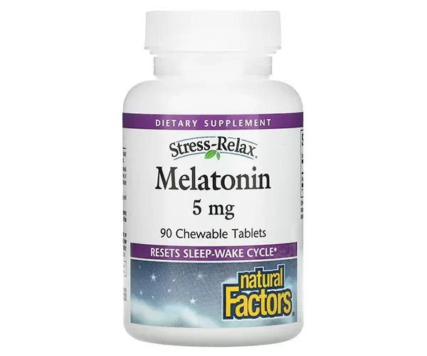 Мелатонін Natural Factors Stress-Relax "Melatonin" зі смаком м'яти 5 мг