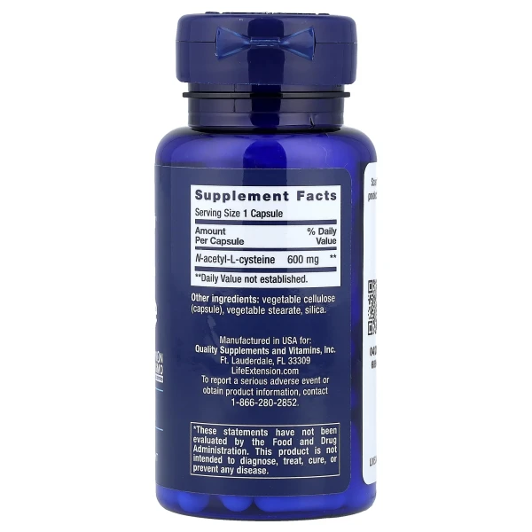 N-ацетил-L-цистеїн Life Extension  (N-Acetyl-L-Cysteine) 600 мг 60 капсул