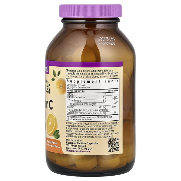 Витамин С Bluebonnet Nutrition (Vitamin C) 500 мг 90 жевательных таблеток со вкусом апельсина