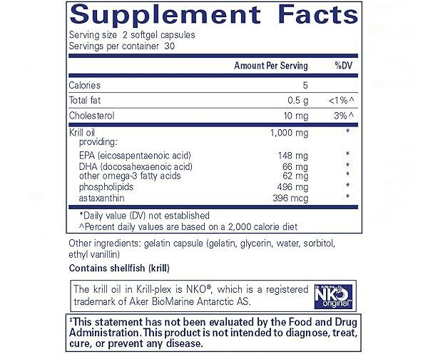 Омега-3 жирные кислоты, фосфолипиды и антиоксиданты Pure Encapsulations (Krill-plex) 60 капсул