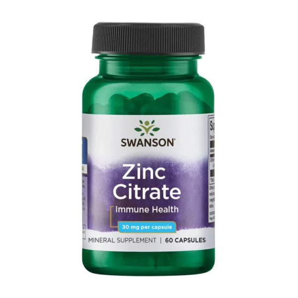 Цинк цитрат Swanson (Zinc Citrate) 30 мг 60 капсул