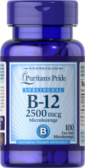 Вітамін В-12 сублінгвальний Puritan's Pride  (Vitamin B-12) 2500 мкг 100 льодяників