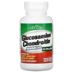Глюкозамін Хондроїтин з МСМ покращений 21st Century (Advanced Glucosamine Chondroitin plus MSM) 120 таблеток