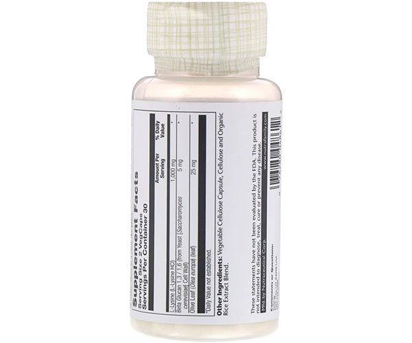 Лізин і бета-глюкан Solaray (L-Lysine & Beta Glucan) 1000 мг 60 капсул